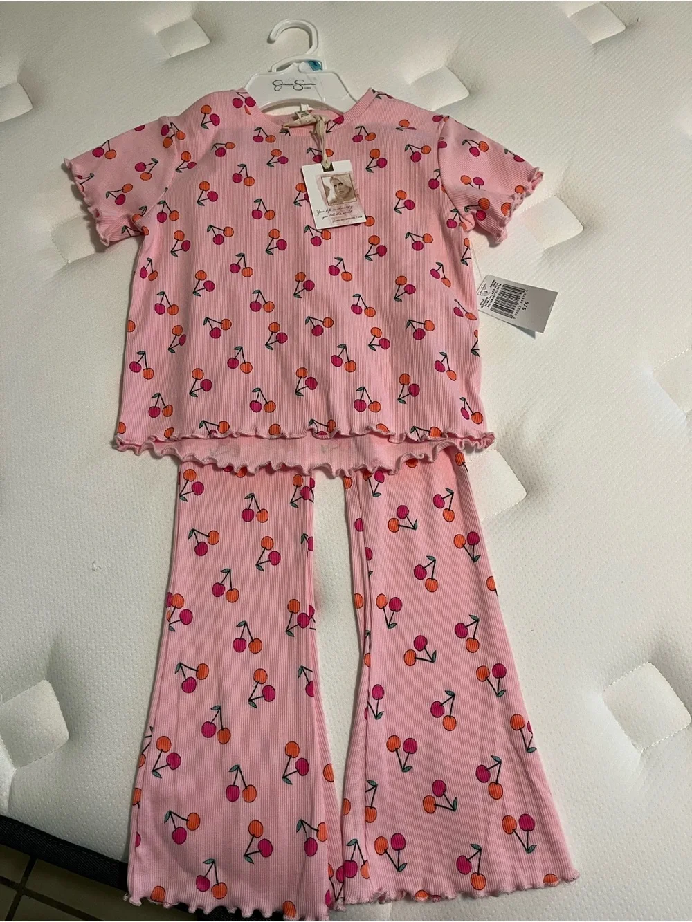 Jessica Simpson Pink Cherry Print Kids Pajama Set